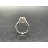 Ladies Solid 14ct White Gold Diamond Fine Jewellery Ring Set 4.7 Grams Size UK O