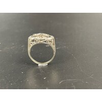 Ladies 3.3 Grams 9ct White Gold Diamond Ring Size UK N Solid Fine Jewellery