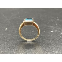 Ladies 9ct Yellow Gold Blue Gemstone Ring Fine Jewellery 4.0 Grams Size UK O