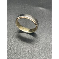 Mens 14ct Two Tone Gold Wedder Band Ring (Pre-Owned)