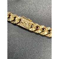 Mens 18ct Yellow Gold Diamond Cut Curb Link Necklace (Pre-Owned)