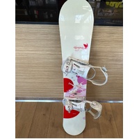 Hammer Hyleyn 147cm Ladies Snowboard with Bindings JM Rodot Art Pink White