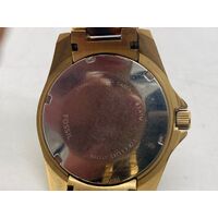 Fossil Ladies Watch Stainless Steel Gold Tone with Brown Leopard Print