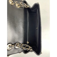 Black Quilted Quilted Calfskin Medium Running Chain Around Flap Handbag