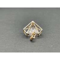 Ladies 9ct Yellow Gold Diamond Shape 3D Pendant (Pre-owned)