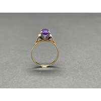 Ladies 18ct Yellow Gold Purple Gemstone Ring (Pre-Owned)