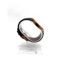 Christian Paul Rose Gold Stainless Steel Marble Finish Black Leather Band Watch