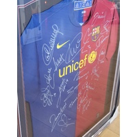FC Barcelona 2008-09 Lionel Messi Signed Jersey and Team Auto Framed COA