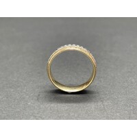 Unisex 14ct Two Tone Gold Lazer Cut Design Ring (Pre-Owned)