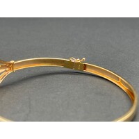 Ladies 18ct Yellow Gold Hinged Bangle (Pre-Owned)