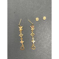 Ladies 18ct Yellow Gold Dangle Earrings (Pre-Owned)