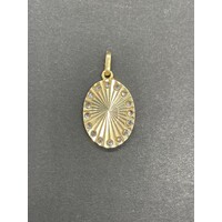 Ladies 14ct Yellow Gold Oval Green Stone Pendant