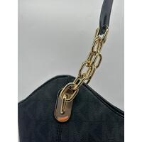 Michael Kors Ladies Handbag Black E-1206 Gold Plated Medallion with Dust Bag