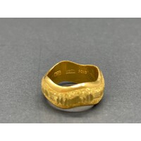 Unisex 23ct Yellow Gold Wavy Edge Ring