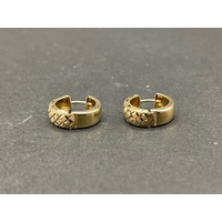 Ladies 9ct Yellow Gold Round Huggie Hoop Earrings