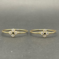 Ladies 18ct Yellow Gold Round Hoop Flower Earrings