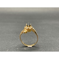 Ladies 18ct Yellow Gold Blue Gemstones and CZ Ring