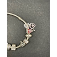 Ladies 925 Sterling Silver Pandora Snake Link Charm Bracelet