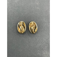 Ladies 9ct Yellow Gold Diamond Hinged Earrings