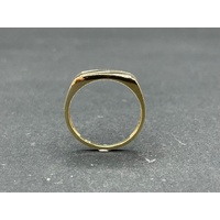 Mens 9ct Yellow Gold Signet Diamond Ring