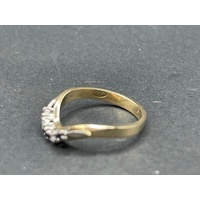 Ladies 9ct Yellow Gold Blue Gemstones and Diamonds Ring