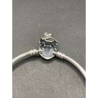 Ladies 925 Sterling Silver Round Bangle And Charms