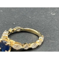 Ladies 18ct Yellow Gold Blue Sapphire and Diamond Ring