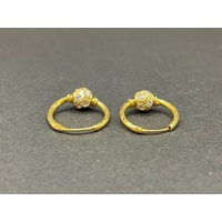 Ladies 21ct Yellow Gold Cubic Zirconia Hoop Earrings