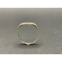Mens 9ct Yellow Gold Signet Diamond Ring
