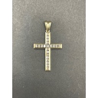 Unisex 9ct Yellow Gold Diamond Cross Pendant