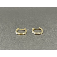 Ladies 9ct Yellow Gold Oval Hoop Diamond Earrings