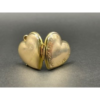 Ladies 9ct Yellow Gold Love Heart Locket Pendant