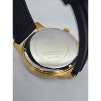 Guess W1174G4 Mens Gold Tone Black Rubber Strap Watch Sporty Chronograph