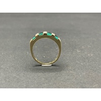 Ladies 9ct Yellow Gold Green Gemstone and Diamond Ring
