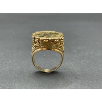 Mens 18ct Yellow Gold Round Sovereign Coin Ring