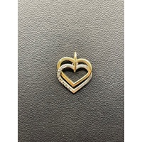 Ladies 9ct Two Tone Gold Heart Pendant