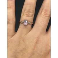 Ladies 9ct Rose Gold Purple Gemstone and Diamond Ring