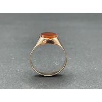 Mens 9ct Yellow Gold Amber Gemstone Ring