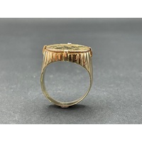 Mens 14ct Yellow Gold Round Sovereign Coin Ring