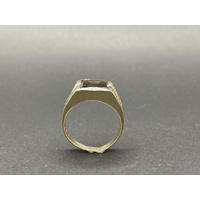Mens 9ct Yellow Gold Brown Gemstones Ring