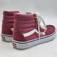 Vans Sk8-Hi High Top Skate Shoes Mens US 7 Womens 8.5 Burgundy White