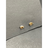 Ladies 9ct Yellow Gold Diamond Cluster Stud Earrings
