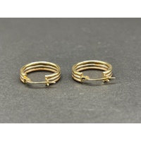 Ladies 9ct Three Tone Gold Round Hoop Earrings