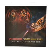 2022 Niue 5oz Silver Gold Plated Apex Predators Komodo Dragon vs Tiger Coin