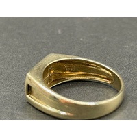 Mens 9ct Yellow Gold Diamond ''DAD' Ring