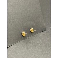 Ladies 18ct Yellow Gold Half Circle Stud Earrings