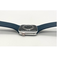 Apple Watch Series 9 45mm GPS Silver Aluminum Case with Storm Blue Sport Band