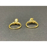 Ladies 22ct Yellow Gold Round Hoop Dangle Earrings