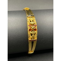 Ladies 23ct Yellow Gold Round Pattern Bangle