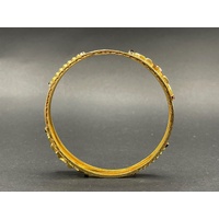 Ladies 23ct Yellow Gold Round Pattern Bangle